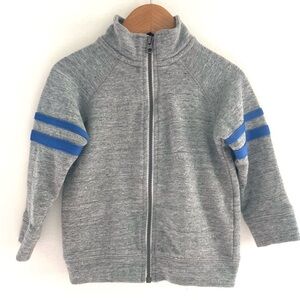 5/$30💥Sporty Zip-Up Sweatshirt Track Jacket, Blue Stripe, Soft Gray French Terry